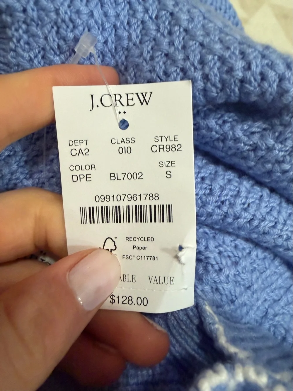 J crew dusty periwinkle Tipped textured sweater-polo